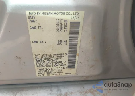 2018 Nissan Altima 2.5/S/Sv/Sl/Sr from USA, damaged, VIN 1N4AL3AP2JC175364
